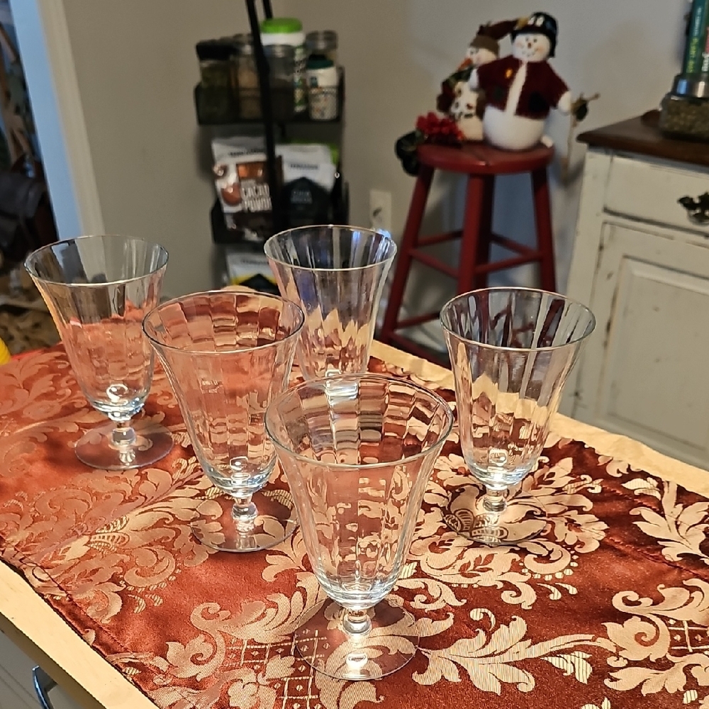 Fostoria Glass Crystal Footed Ice Tea Tumblers, Set of 5 - Picture 2 of 11